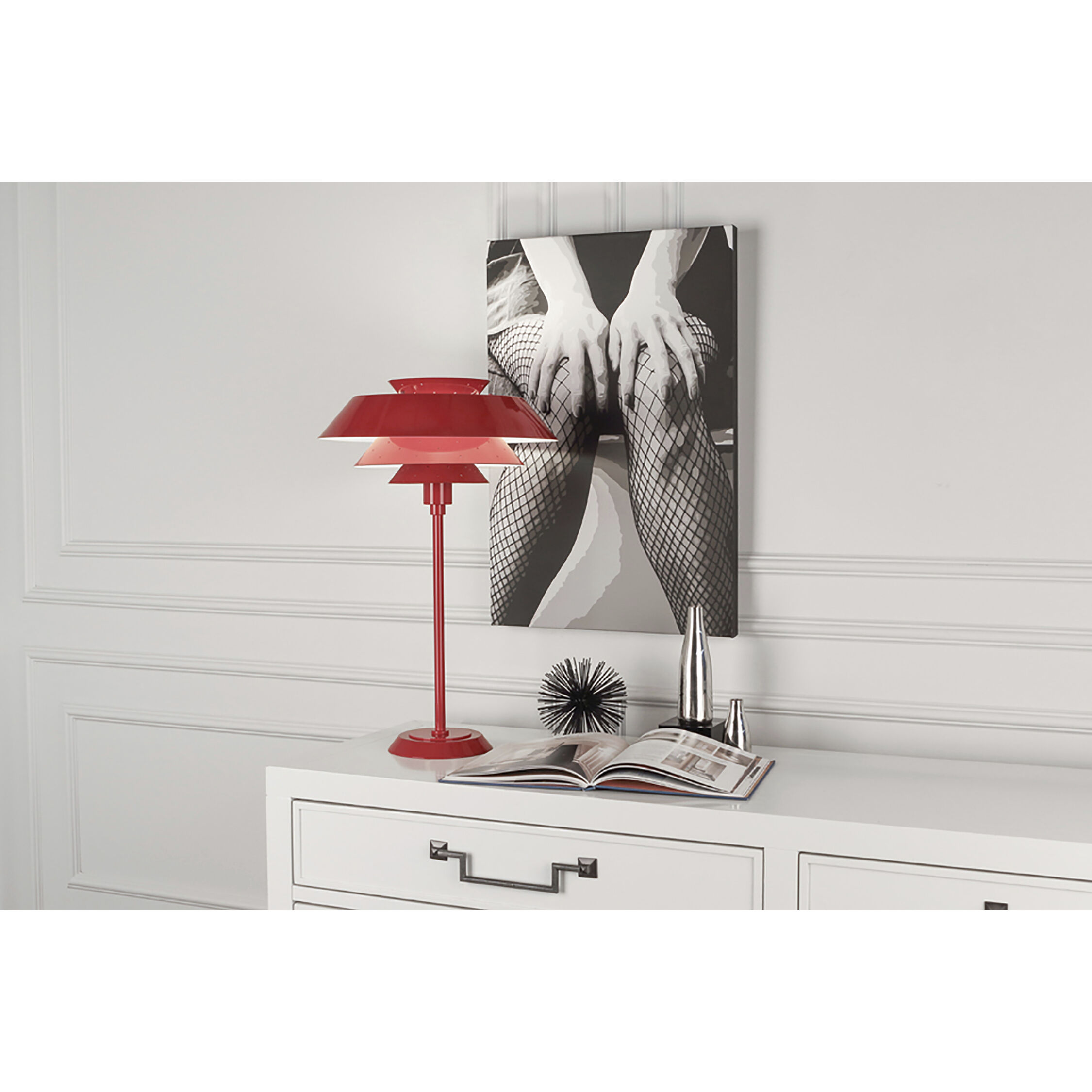 Pierce 26.5 inch 150 watt Ruby Red Table Lamp Portable Light