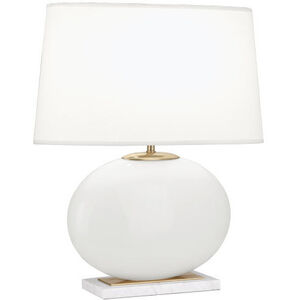 Raquel 23 inch 150 watt White Glass with Modern Brass Table Lamp Portable Light, Modern Brass Accents