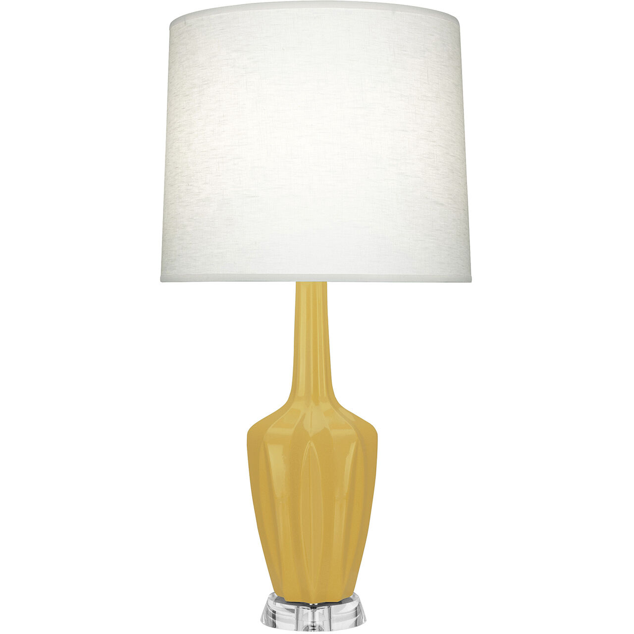 Small Emma 30 inch 150.00 watt Sunset Yellow Glazed Ceramic with Polished Nickel and Lucite Accent Lamp Portable Light