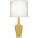 Small Emma 30 inch 150.00 watt Sunset Yellow Glazed Ceramic with Polished Nickel and Lucite Accent Lamp Portable Light