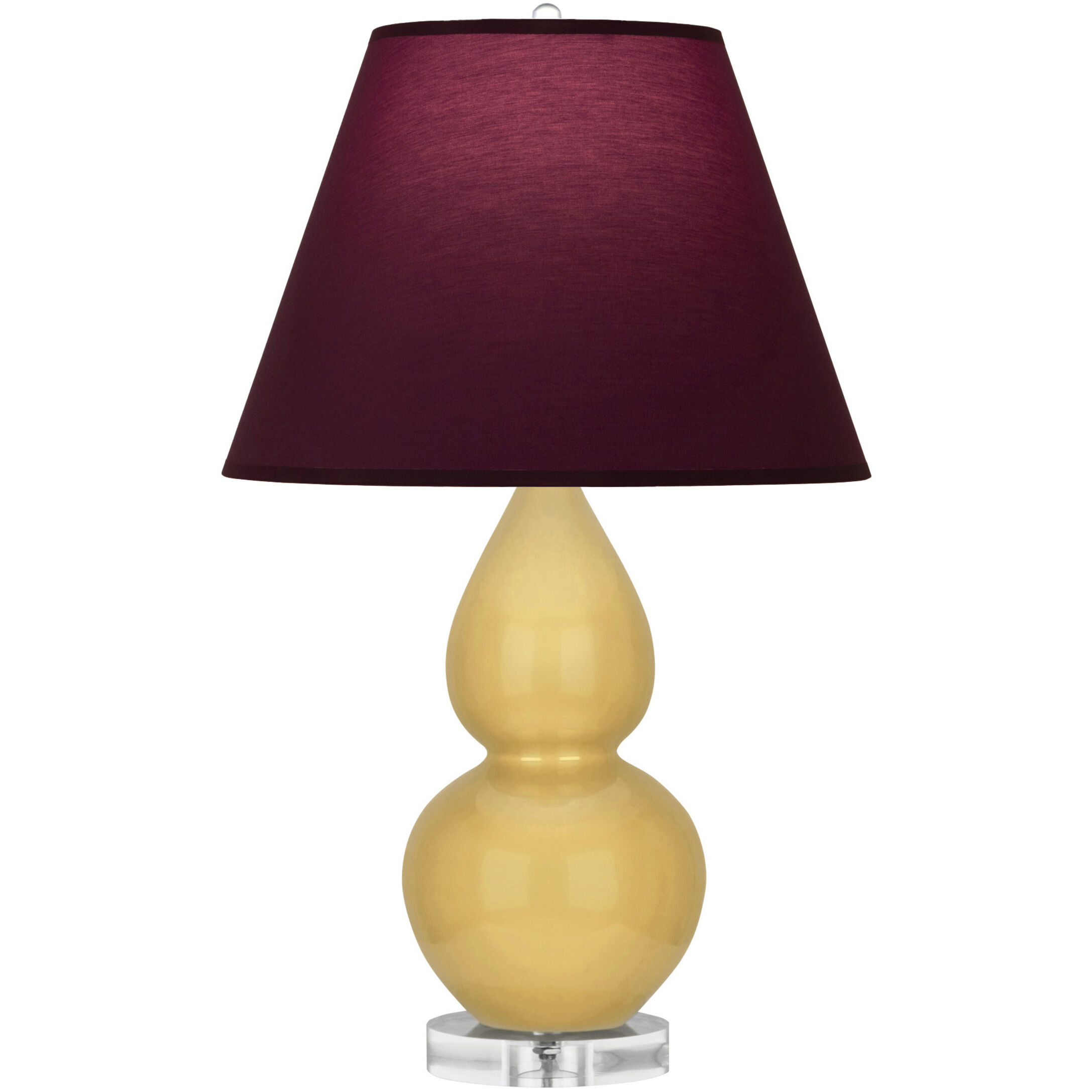 Small Double Gourd 22 inch 150 watt Sunset Glazed Ceramic with Lucite Base Accent Lamp Portable Light in Sunset Yellow, Plum with Lavender