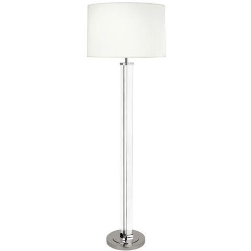 Fineas 65 inch 150 watt Clear Glass with Polished Nickel Floor Lamp Portable Light in Ascot White