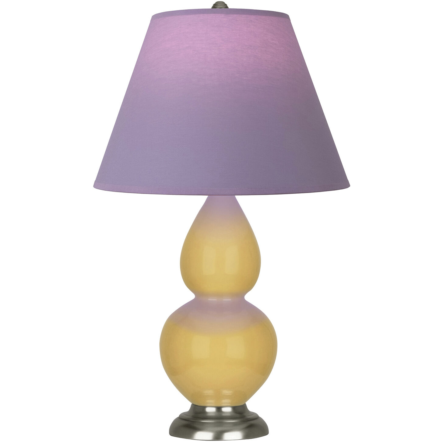 Small Double Gourd 22.75 inch 150 watt Sunset Glazed Ceramic with Antique Silver Accent Lamp Portable Light in Sunset Yellow, Lavender with Plum