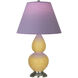 Small Double Gourd 22.75 inch 150 watt Sunset Glazed Ceramic with Antique Silver Accent Lamp Portable Light in Sunset Yellow, Lavender with Plum