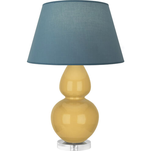 Double Gourd 30 inch 150.00 watt Sunset Yellow Glazed Ceramic with Lucite Base Table Lamp Portable Light in Bright Blue with Gray