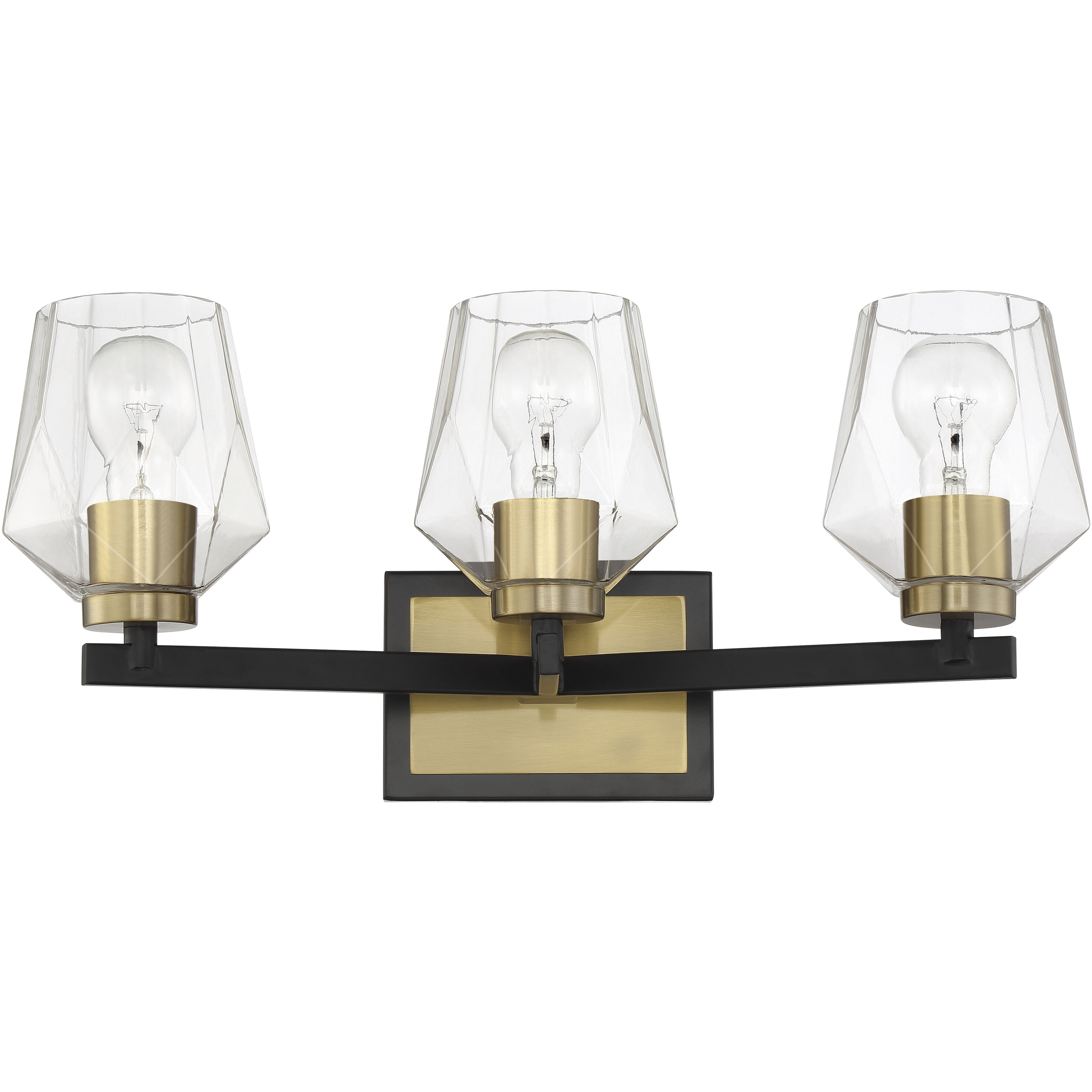 Avante Grand 3 Light 21 inch Flat Black and Satin Brass Vanity Light Wall Light
