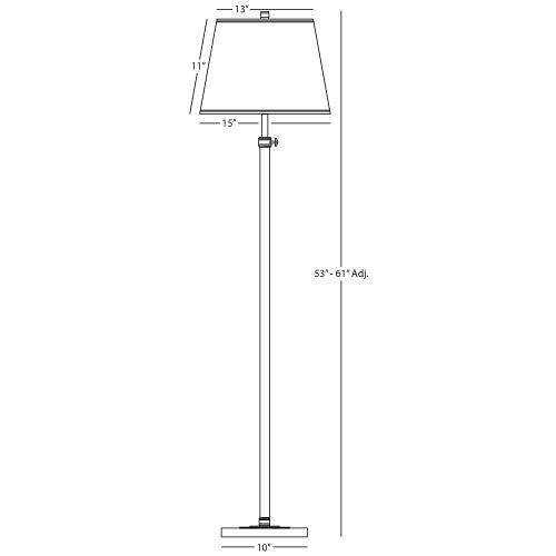 Bruno 53 inch 150 watt Lead Bronze with Ebonized Nickel Floor Lamp Portable Light in Fondine