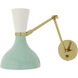 Clare 1 Light 7 inch Mint and Lily with Modern Brass Adjustable Armed Wall Sconce Wall Light