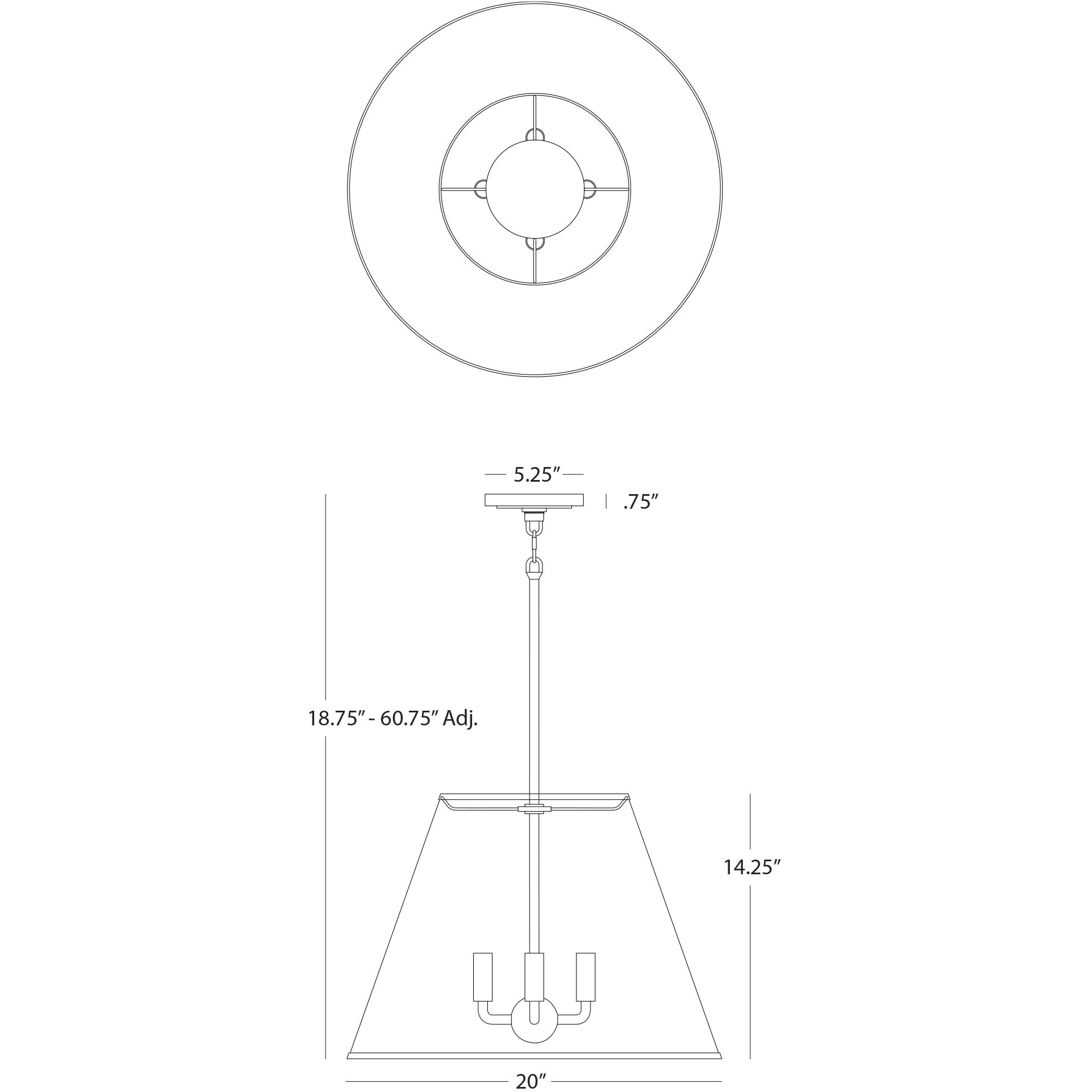 Janet 4 Light 20 inch Polished Nickel Pendant Ceiling Light in Matte Obsidian With Matte Silver