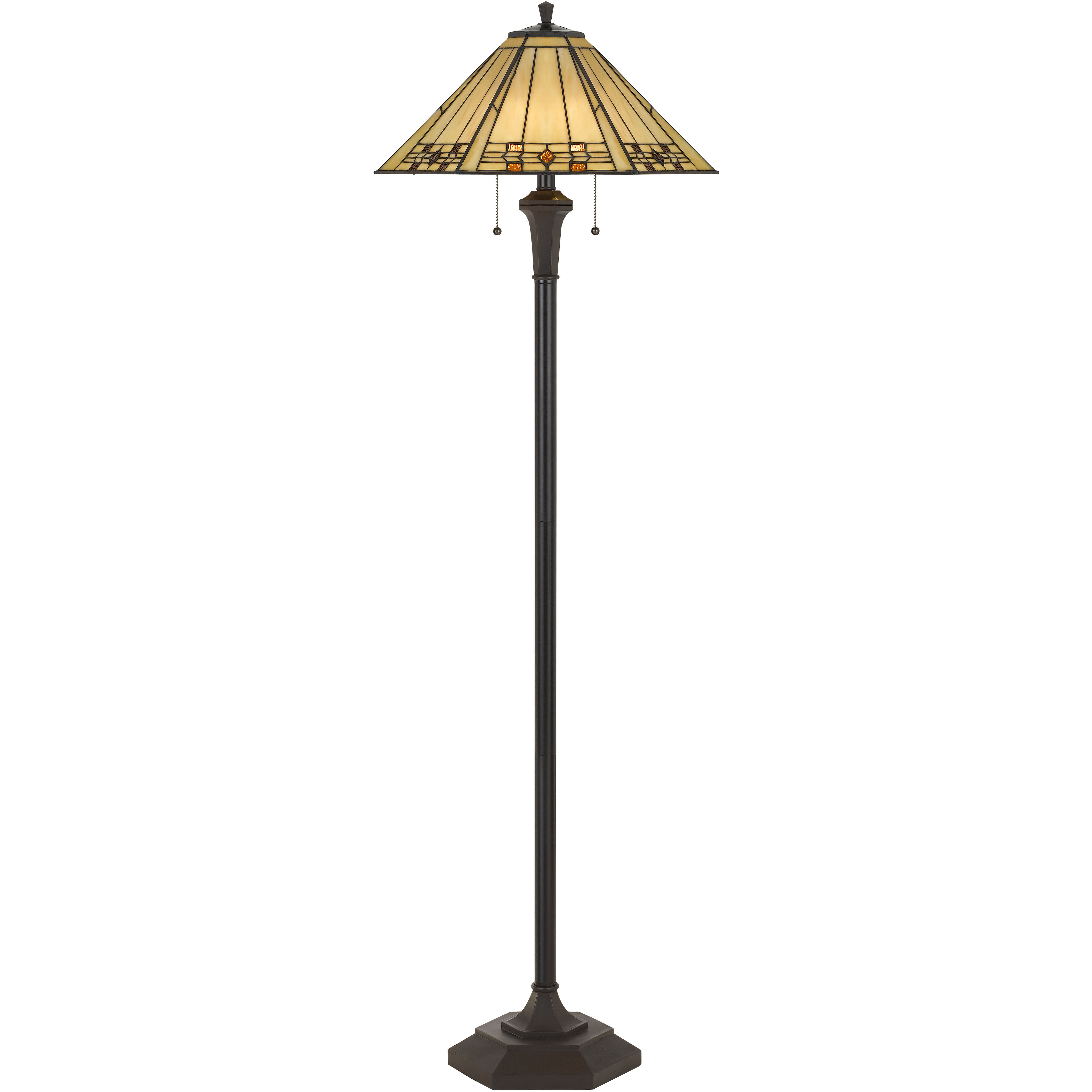 Tiffany 60 inch 100 watt Matt Black Floor Lamp Portable Light