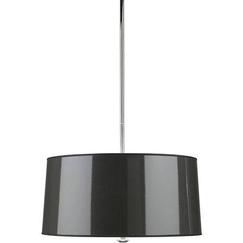 Penelope 3 Light 15 inch Polished Nickel Pendant Ceiling Light in Black Ceramik With Silver Mylar