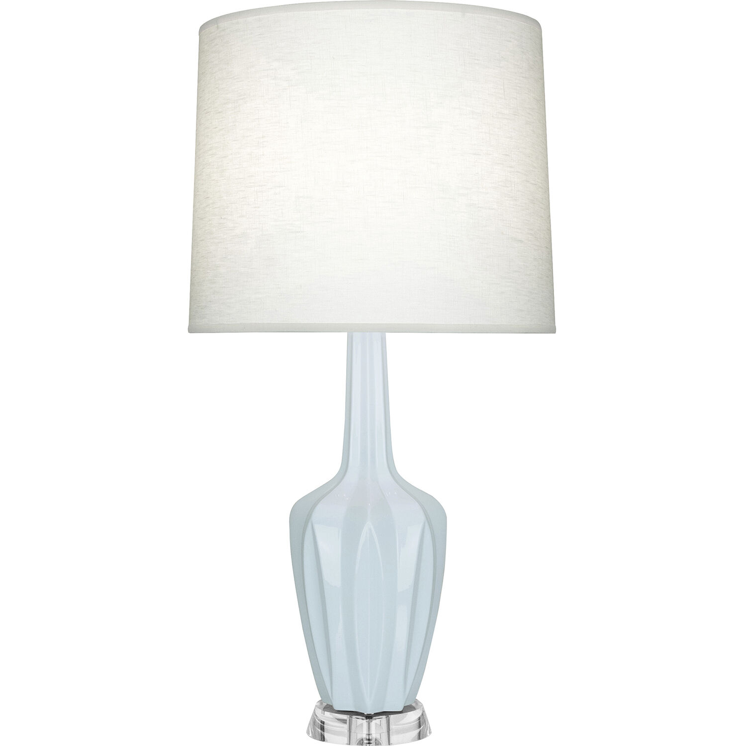 Emma 34.25 inch 150 watt Baby Blue Glazed Ceramic with Polished Nickel and Lucite Table Lamp Portable Light