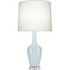 Emma 34.25 inch 150 watt Baby Blue Glazed Ceramic with Polished Nickel and Lucite Table Lamp Portable Light