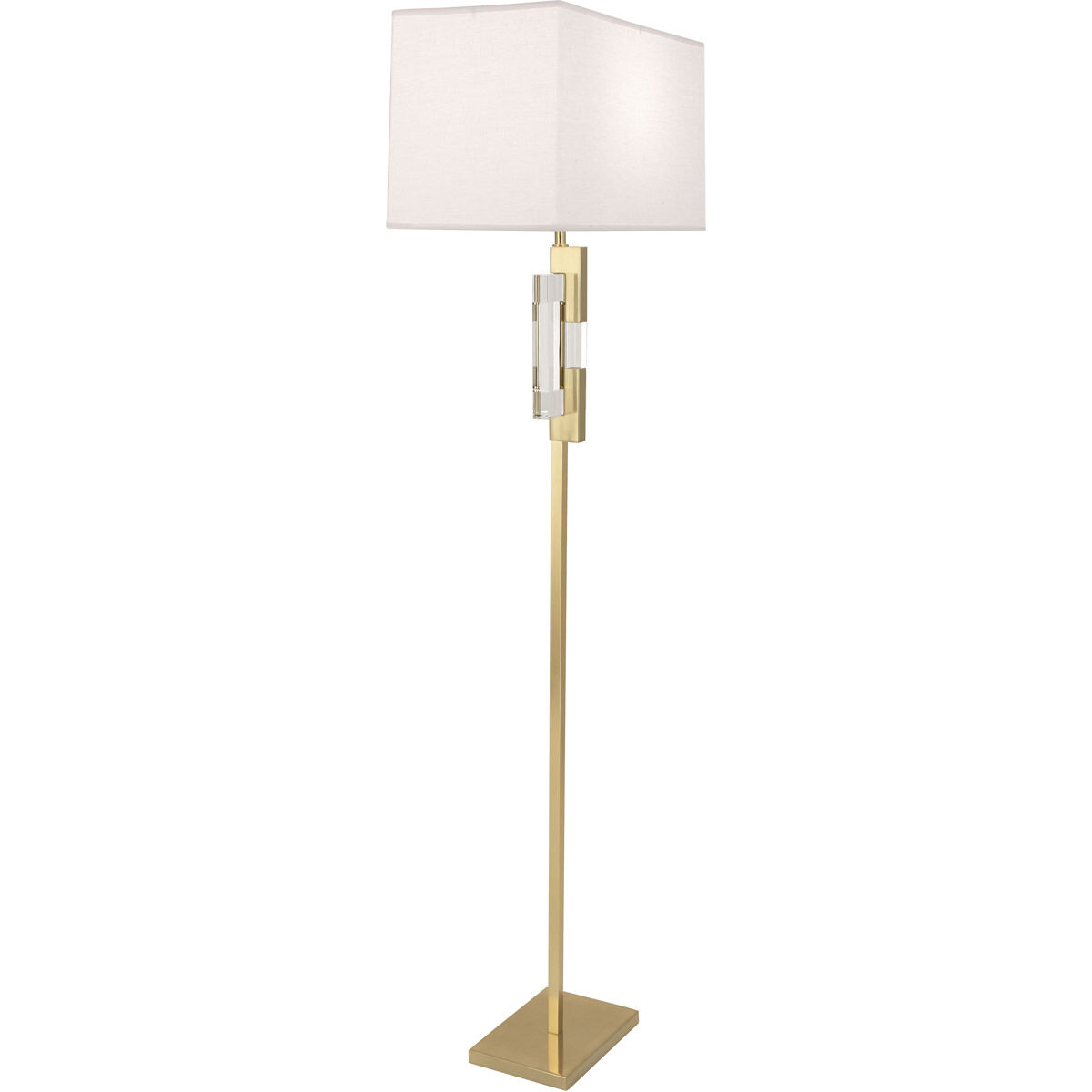 Lincoln 63 inch 150 watt Modern Brass Floor Lamp Portable Light in Pearl Dupioni