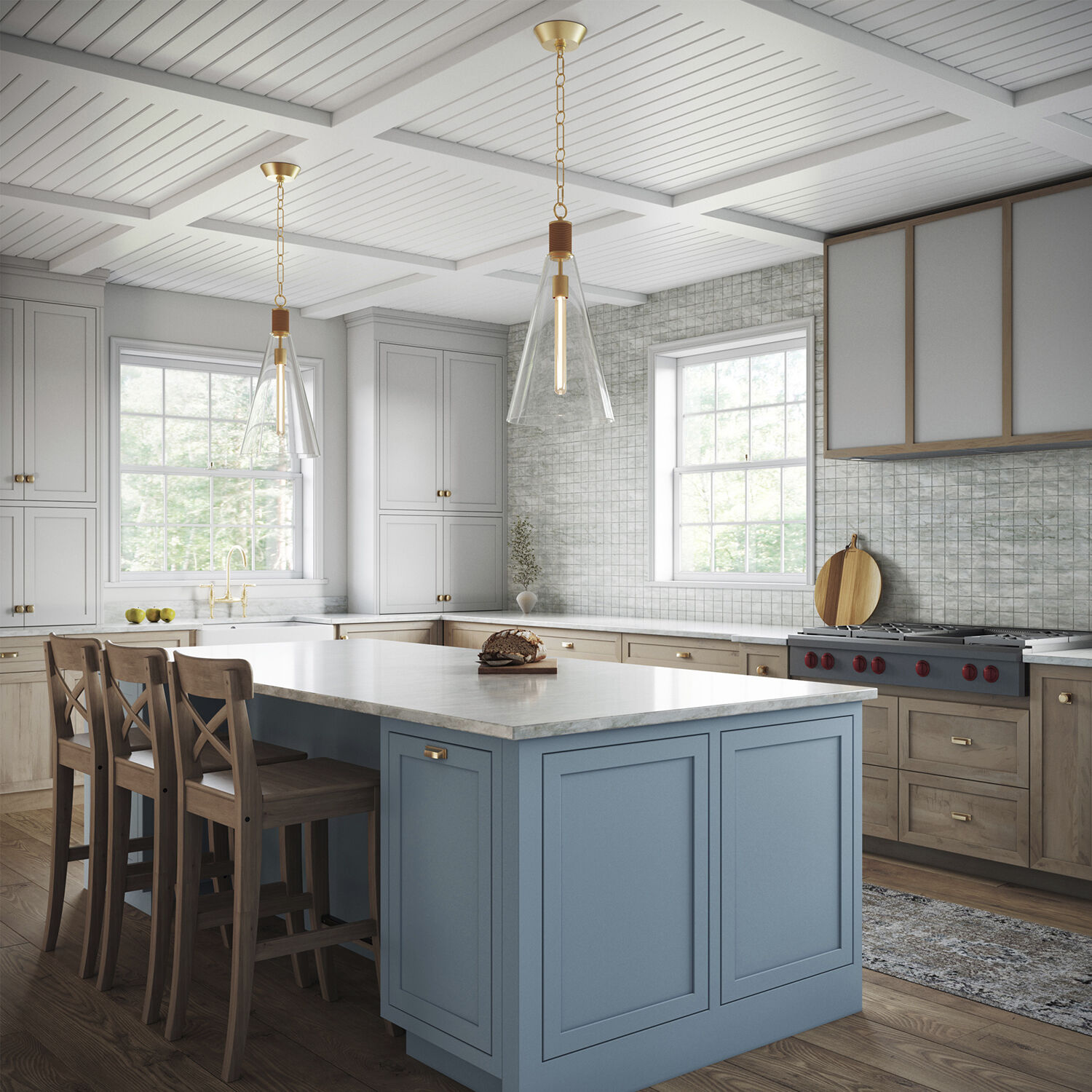 Hatteras Pendant Ceiling Light in Modern Brass