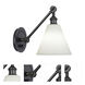 Alloy 20.25 inch 60 watt Deep Patina Bronze Swing Arm Wall Sconce Wall Light in Cased White Glass