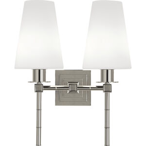 Jonathan Adler Meurice 2 Light 15.25 inch Polished Nickel Wall Sconce Wall Light in White Frosted Glass