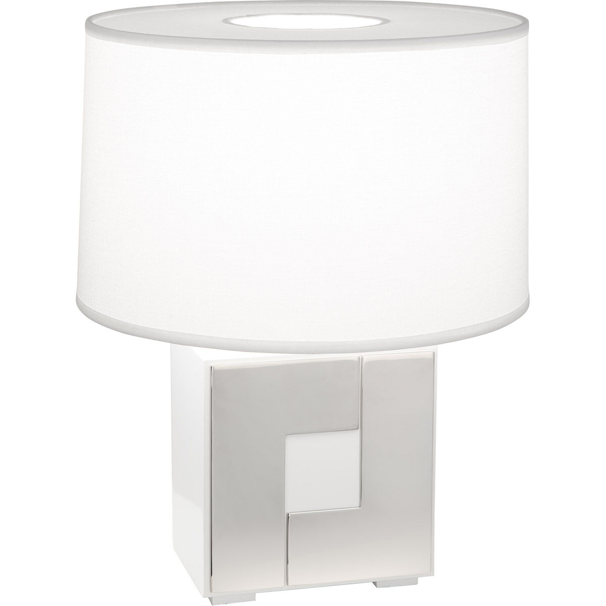 Blox 15.5 inch 100 watt White Enamel with Polished Nickel Table Lamp Portable Light