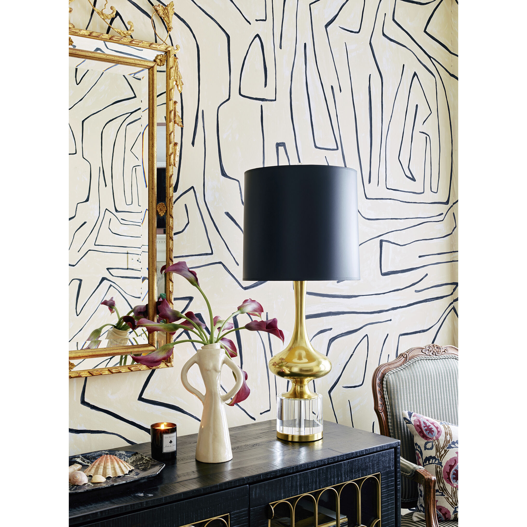 Jeannie 33.5 inch 150 watt Modern Brass Table Lamp Portable Light in Black with Gold