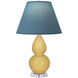 Small Double Gourd 22 inch 150.00 watt Sunset Glazed Ceramic with Lucite Base Accent Lamp Portable Light in Sunset Yellow, Bright Blue with Gray