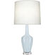 Small Emma 30 inch 150 watt Baby Blue Glazed Ceramic with Polished Nickel and Lucite Accent Lamp Portable Light