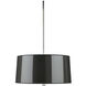 Penelope 3 Light 15 inch Polished Nickel Pendant Ceiling Light in Black Ceramik With Silver Mylar