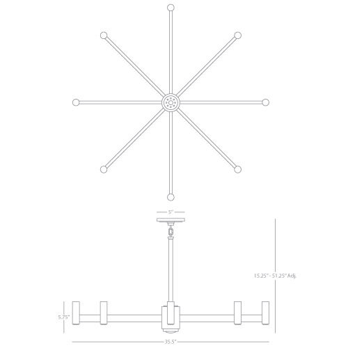 Delany 9 Light 15 inch Antique Brass Chandelier Ceiling Light