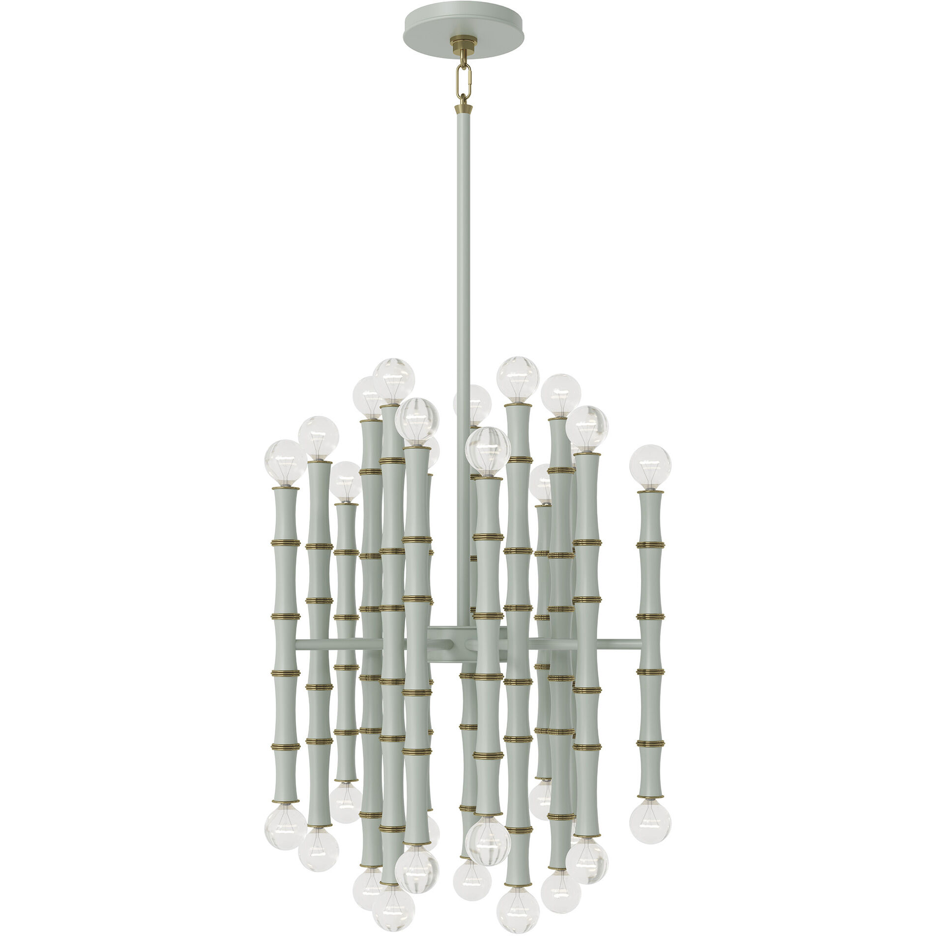 Kane 30 Light 17.75 inch Matte Celadon with Modern Brass Chandelier Ceiling Light