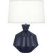 Robert Abbey Orion 27 inch 150.00 watt Matte Midnight Blue Table Lamp Portable Light, Polished Nickel Accents MMB17 - Open Box