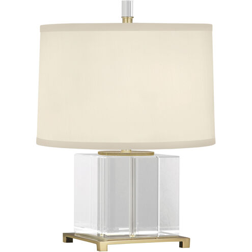 Williamsburg Finnie 15 inch 60 watt Modern Brass with Clear Lead Crystal Accent Lamp Portable Light in Cloud Cream Silk, Modern Brass Accents