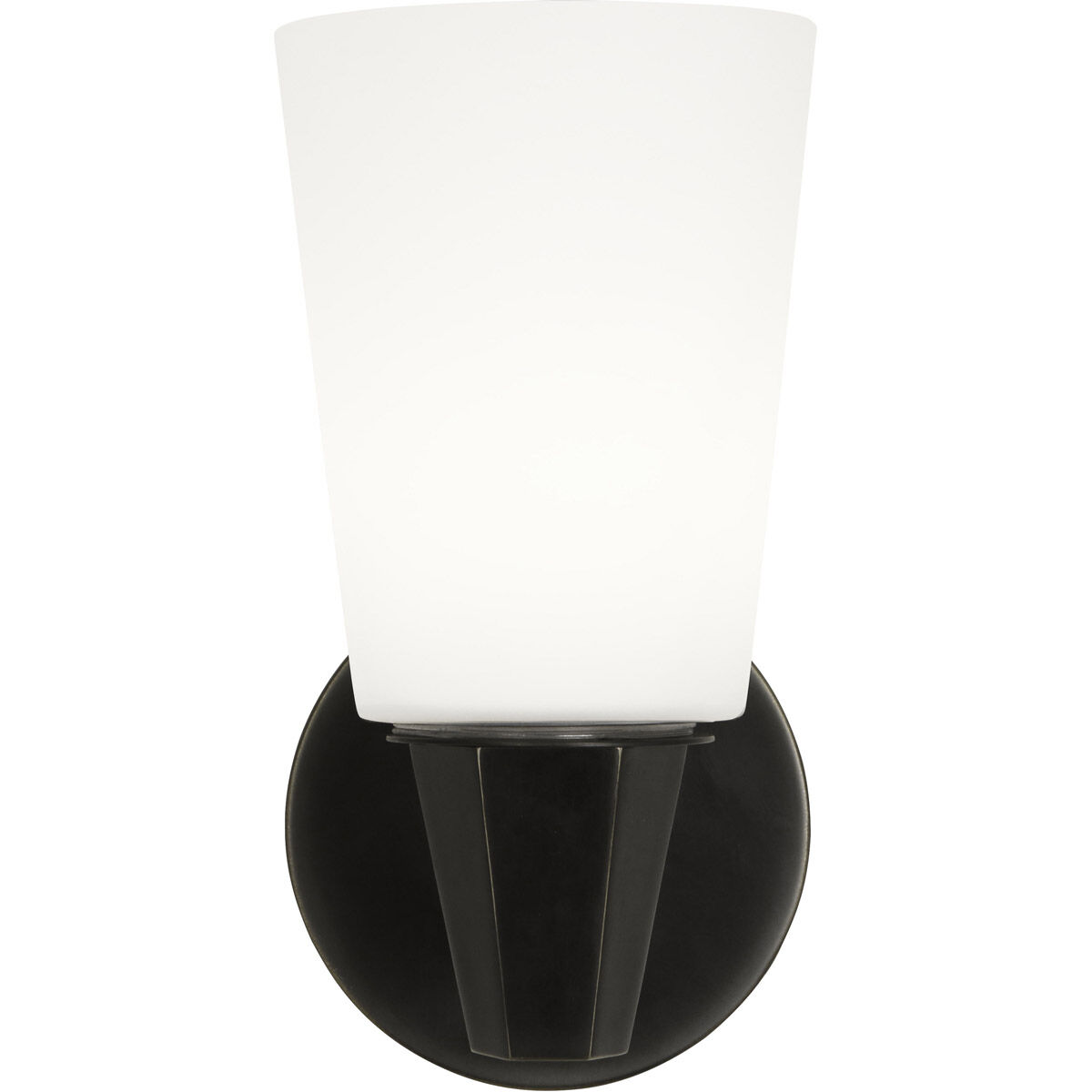 Wheatley 1 Light 5 inch Deep Patina Bronze Wall Sconce Wall Light in Cased White Glass