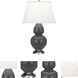 Double Gourd 31 inch 150 watt Matte Ash Glazed Ceramic with Antique Silver Table Lamp Portable Light in Pearl Dupioni