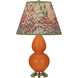 Small Double Gourd 22.75 inch 150.00 watt Pumpkin Glazed Ceramic with Antique Natural Brass Accent Lamp Portable Light in Fall Floral