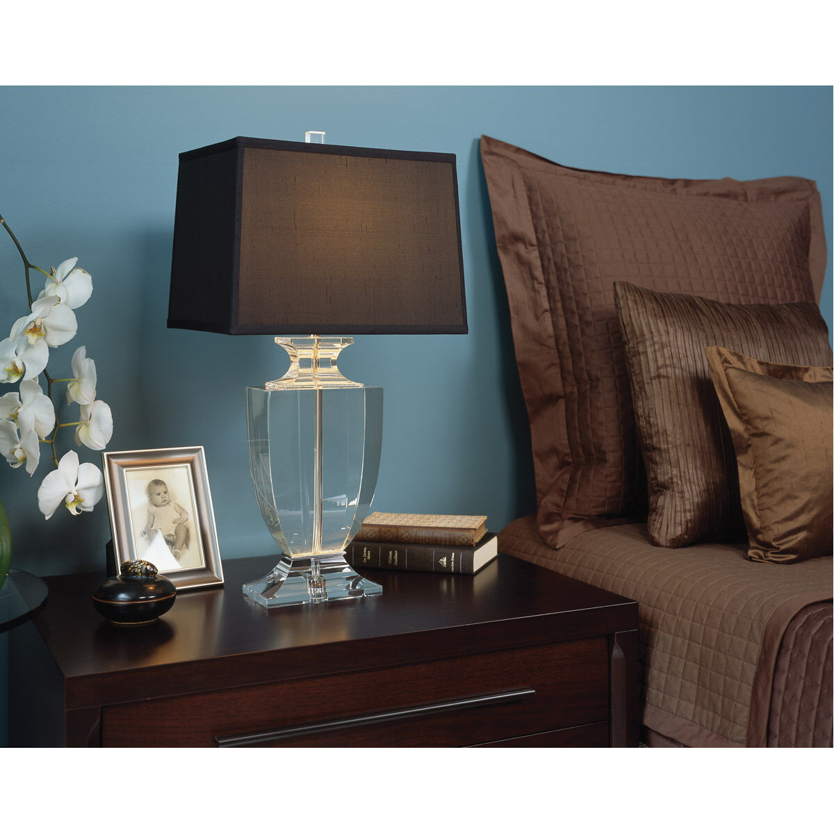 Artemis 25 inch 150 watt Clear Lead Crystal with Silver Plate Table Lamp Portable Light in Cafe Dupioni