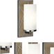 Michael Berman Bond 1 Light 5.5 inch Driftwood Oak Wood Wall Sconce Wall Light in Frosted Cased White Glass, Blackened Nickel