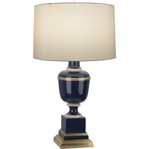 Annika 24 inch 60 watt Cobalt with Ivory Crackle and Natural Brass Accent Lamp Portable Light in Cloud Cream Silk