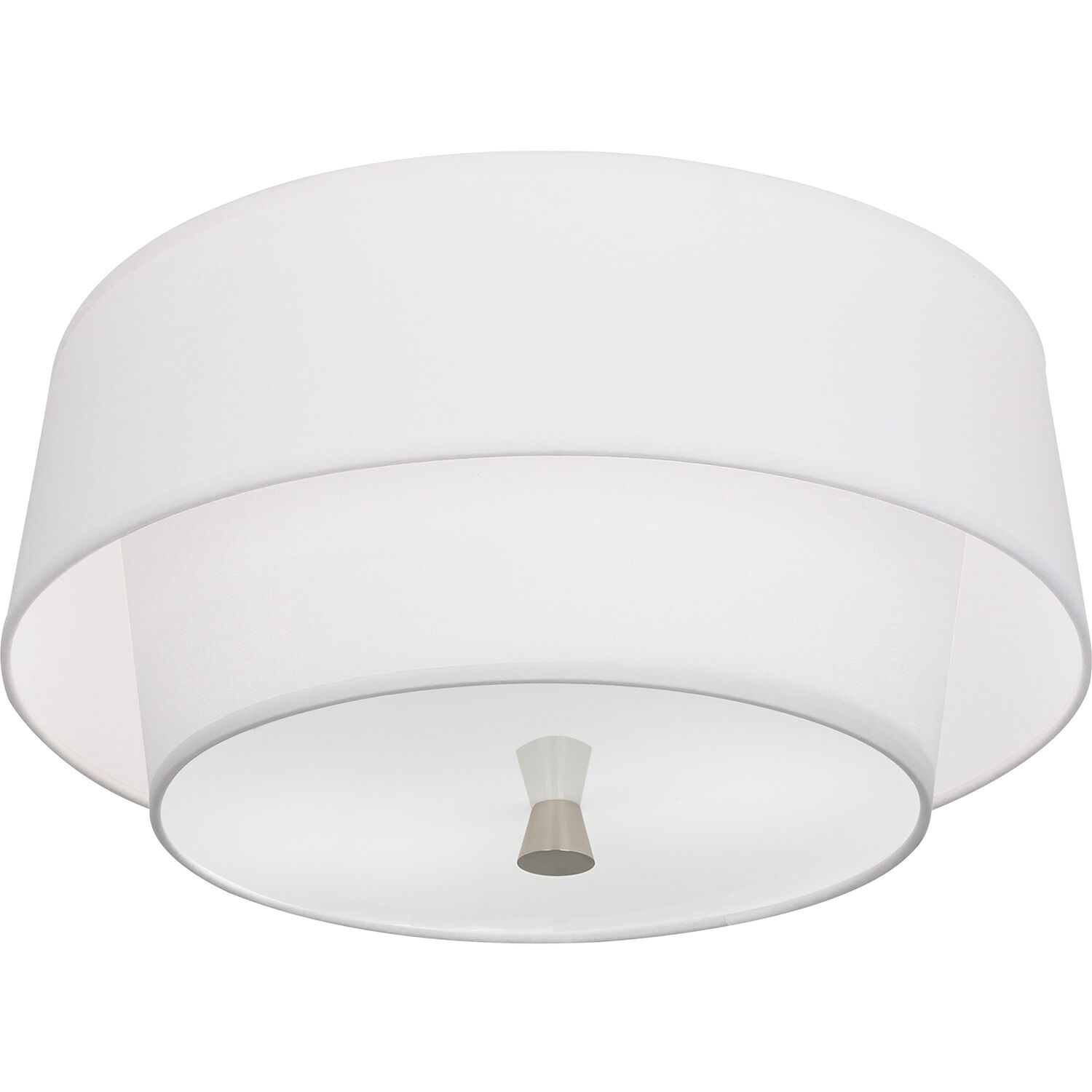 Decker 2 Light 17 inch Polished Nickel Flushmount Ceiling Light in Ascot White