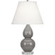 Robert Abbey Small Double Gourd 22 inch 150.00 watt Smokey Taupe Glazed Ceramic with Lucite Base Accent Lamp Portable Light in Smoky Taupe, Pearl Dupioni A770X - Open Box