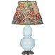 Small Double Gourd 22.75 inch 150.00 watt Baby Blue Glazed Ceramic with Antique Silver Accent Lamp Portable Light in Fall Floral