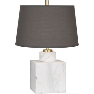 Jonathan Adler Canaan 20 inch 100 watt Carrara Marble with Antique Brass Accent Lamp Portable Light in Smoke Gray