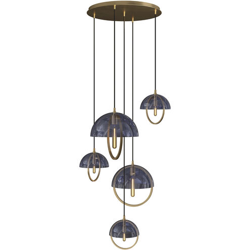 Mavisten Edition Copernica LED 30 inch Lacquered Burnished Brass Pendant Ceiling Light in Smoked Glass