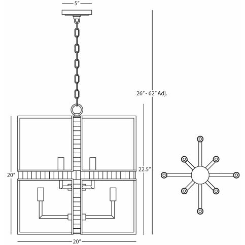 Diana 8 Light 20 inch Antique Silver Pendant Ceiling Light
