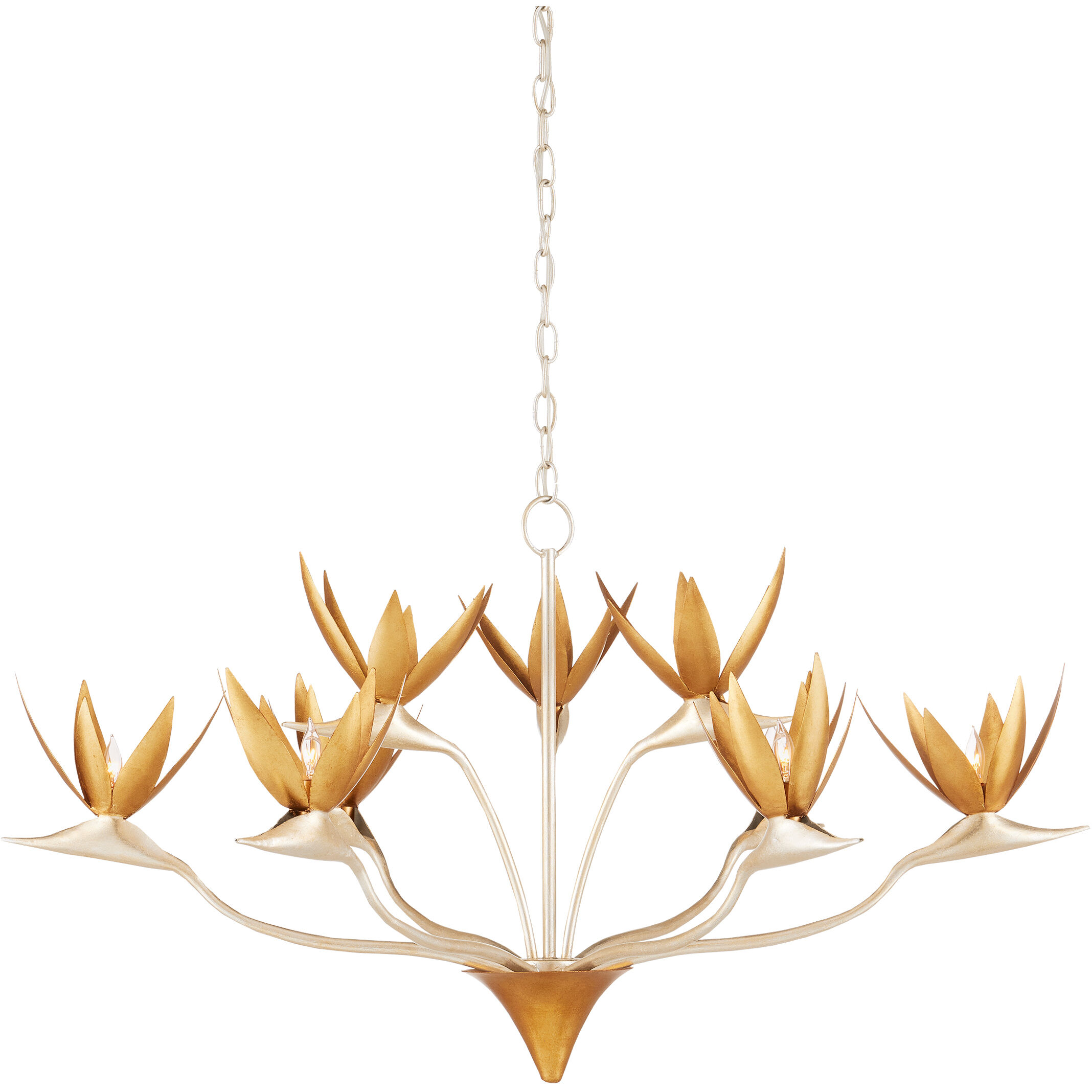 Paradiso 9 Light 39.5 inch Contemporary Silver Leaf and Gold Leaf Chandelier Ceiling Light