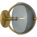 Mavisten Edition Copernica LED 8.5 inch Lacquered Burnished Brass Wallchiere Wall Light in Polished Nickel, Smoked Glass