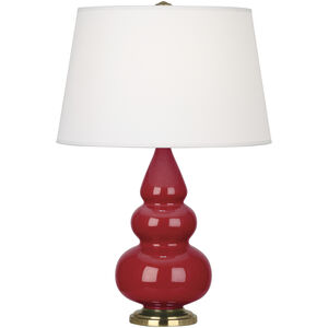 Small Triple Gourd 24.38 inch 150.00 watt Ruby Red Accent Lamp Portable Light in Antique Brass