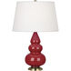 Small Triple Gourd 24.38 inch 150.00 watt Ruby Red Accent Lamp Portable Light in Antique Brass