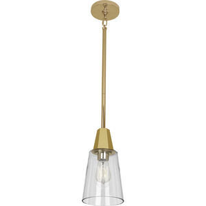 Wheatley Pendant Ceiling Light in Modern Brass, Clear Glass