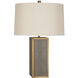 Anna 29 inch 150 watt Faux Brown Snakeskin with Aged Brass Table Lamp Portable Light in Taupe Dupioni, Aged Brass Accents