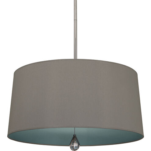 Williamsburg Custis 3 Light 15 inch Polished Nickel Pendant Ceiling Light in Carter Gray With Mayo Teal