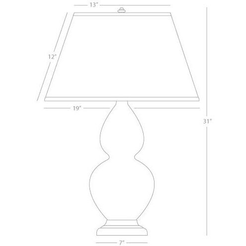 Double Gourd 31 inch 150.00 watt Sunset Yellow Glazed Ceramic with Antique Silver Table Lamp Portable Light in Pearl Dupioni